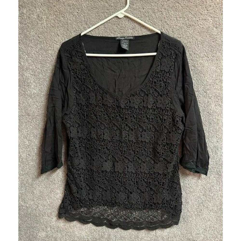90s Y2K Top Womens XL Boho Lace Floral Romantic Whimsigoth Fairy Grunge Witchy
